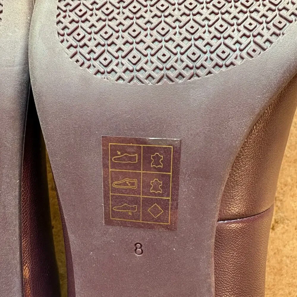 Tory Burch Benton Burgundy Block Heel Pumps Classic Polished Office Event size 8